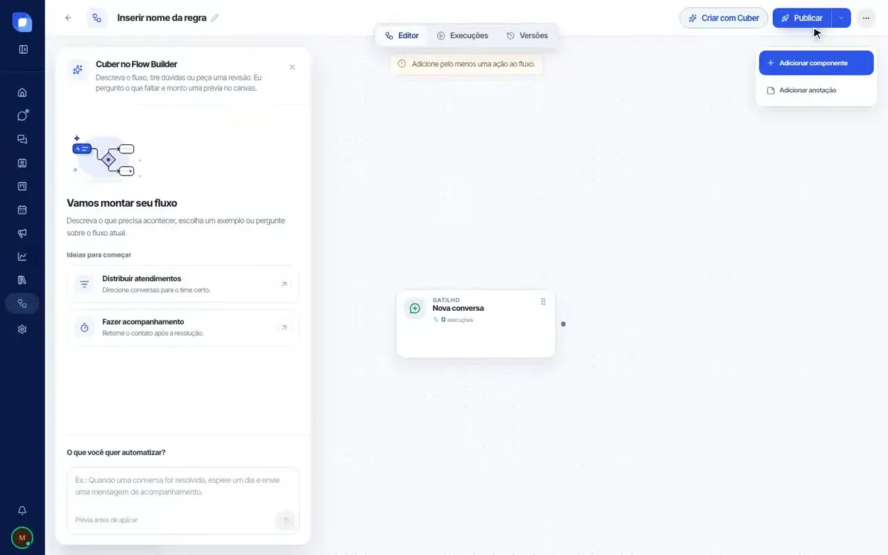 Automação de atendimento da Cubo Chat
