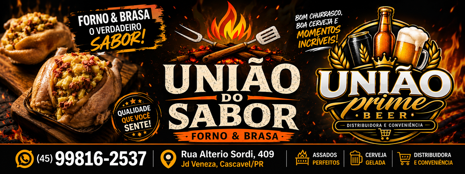 união do sabor forno e brasa